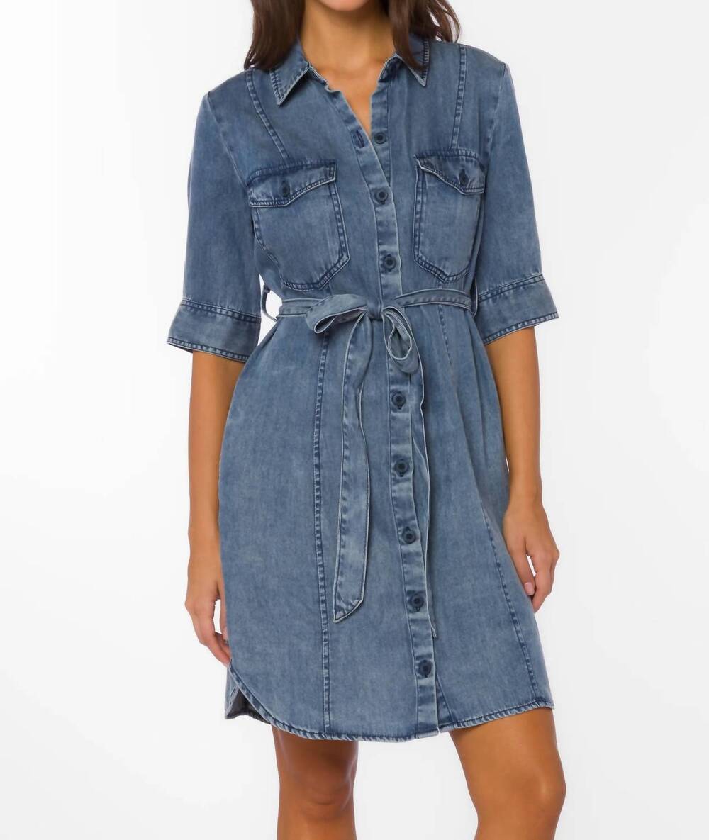 NEW VELVET HEART austine button mini dress in deep waters